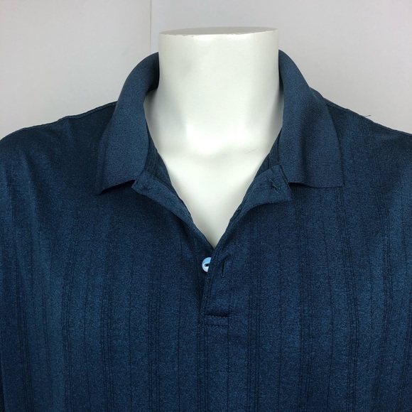 R&R Casual Mens XL Dark Navy Blue Striped Polo Tee - Picture 2 of 8